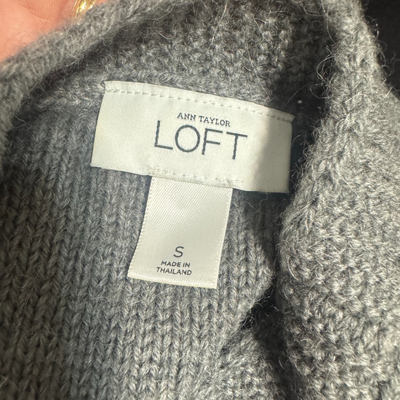 Ann Taylor Loft Sweater Womens S Gray Cable Knit Button Cardigan Wool Alpaca - Picture 5 of 6